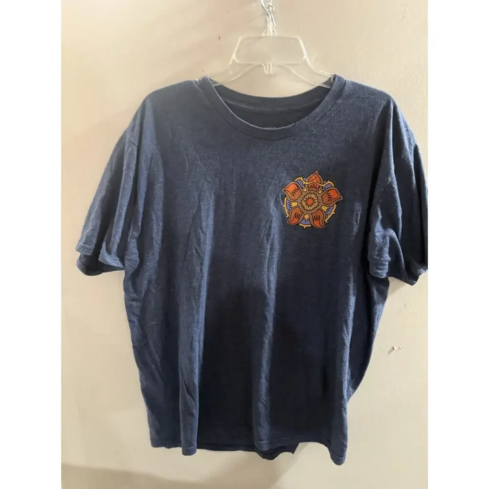 Stranger Things Tee Shirt Men's XL Navy Cotton Short Sleeve Crew Neck Pullover - Picture 4 of 8